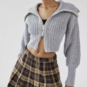 UO Sunny Collared Zip-Up Cardigan XS